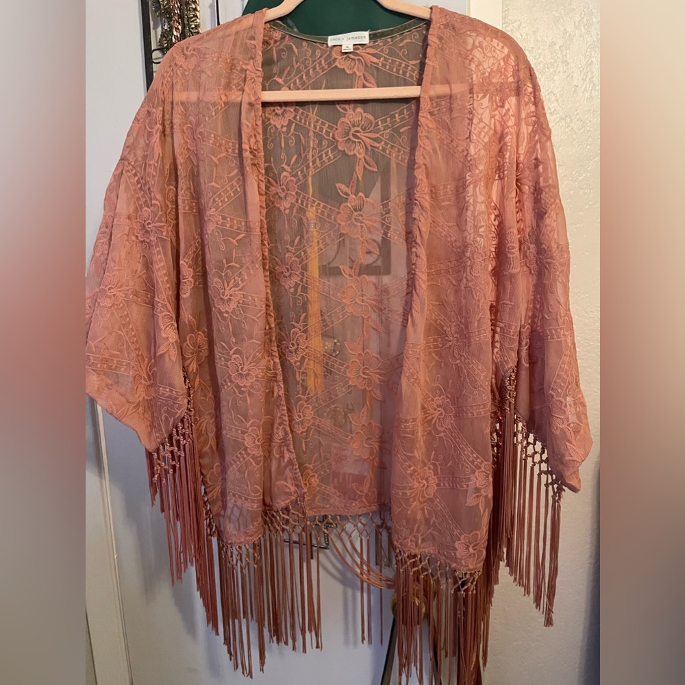 Coal fringe kimono